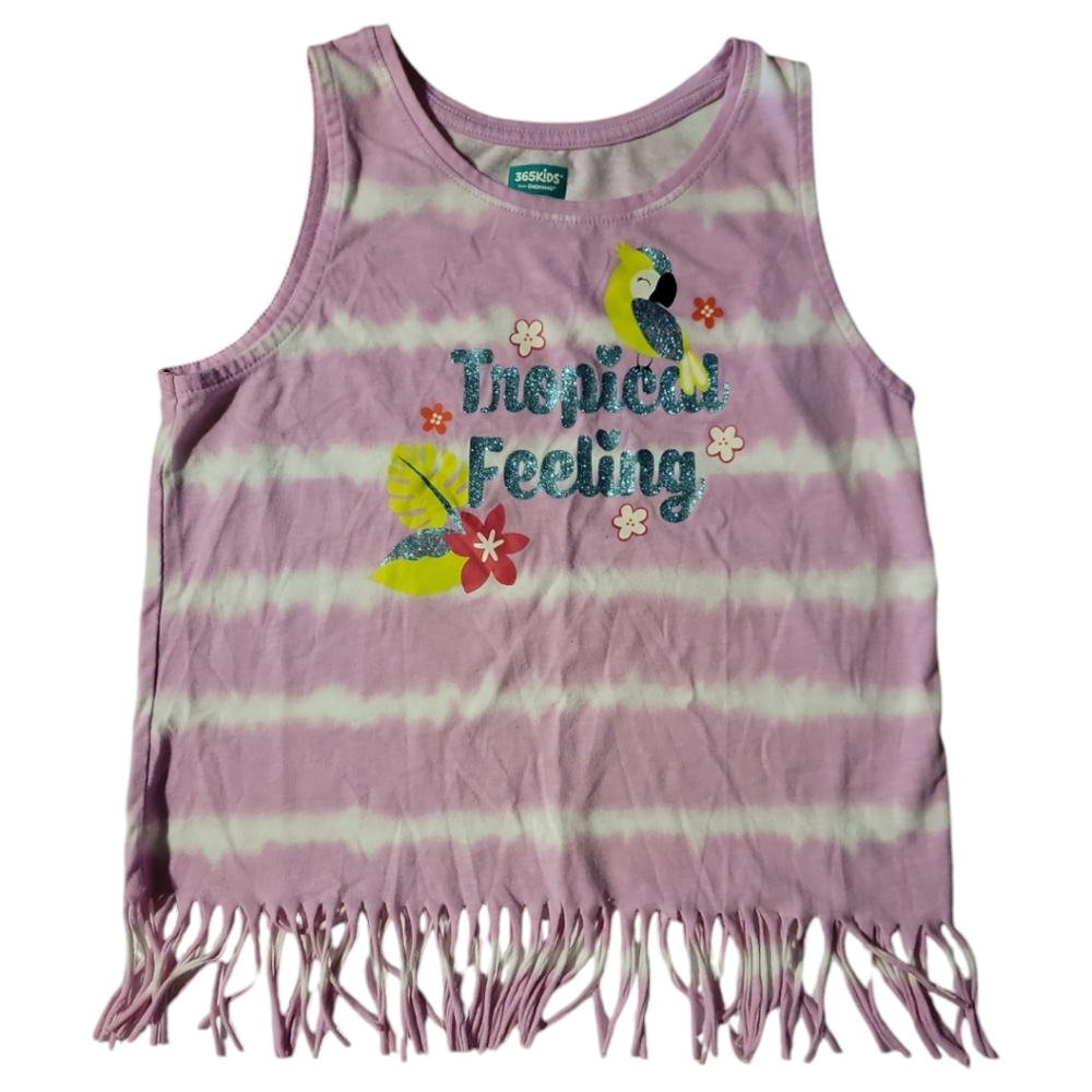 Garanimals 365 Kids Girls Top Size 10 Boho Style Fringed Pink Tye Dye Tropical